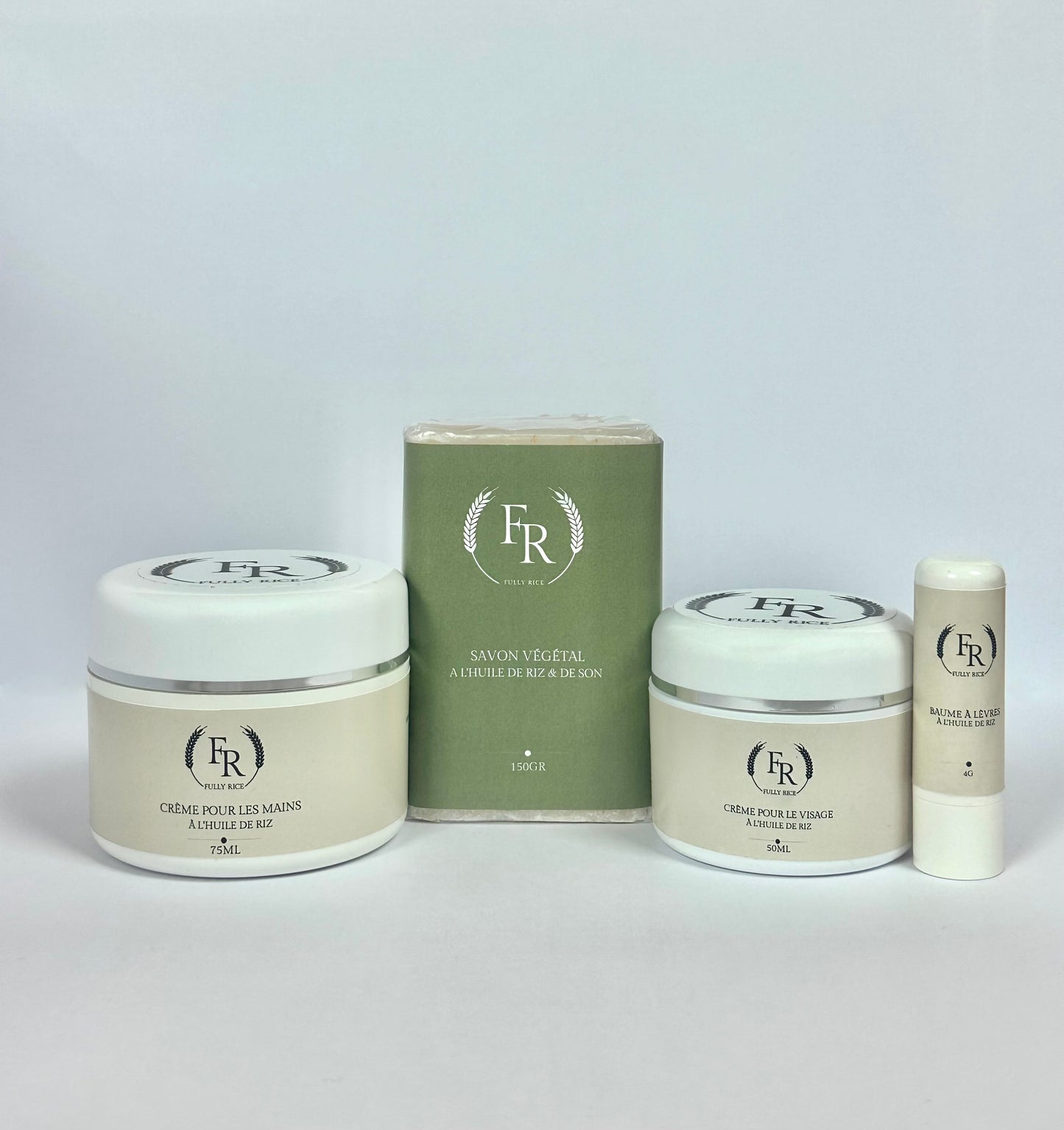 Coffret Autumn Revive - crème pour le visage à l'huile de riz - crème pour les mains à l'huile de riz - baume à lèvres à l'huile de riz - Savon végétal à l'huile de riz & de son